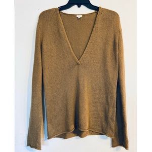 J Crew knit tan v neck sweater sz Small